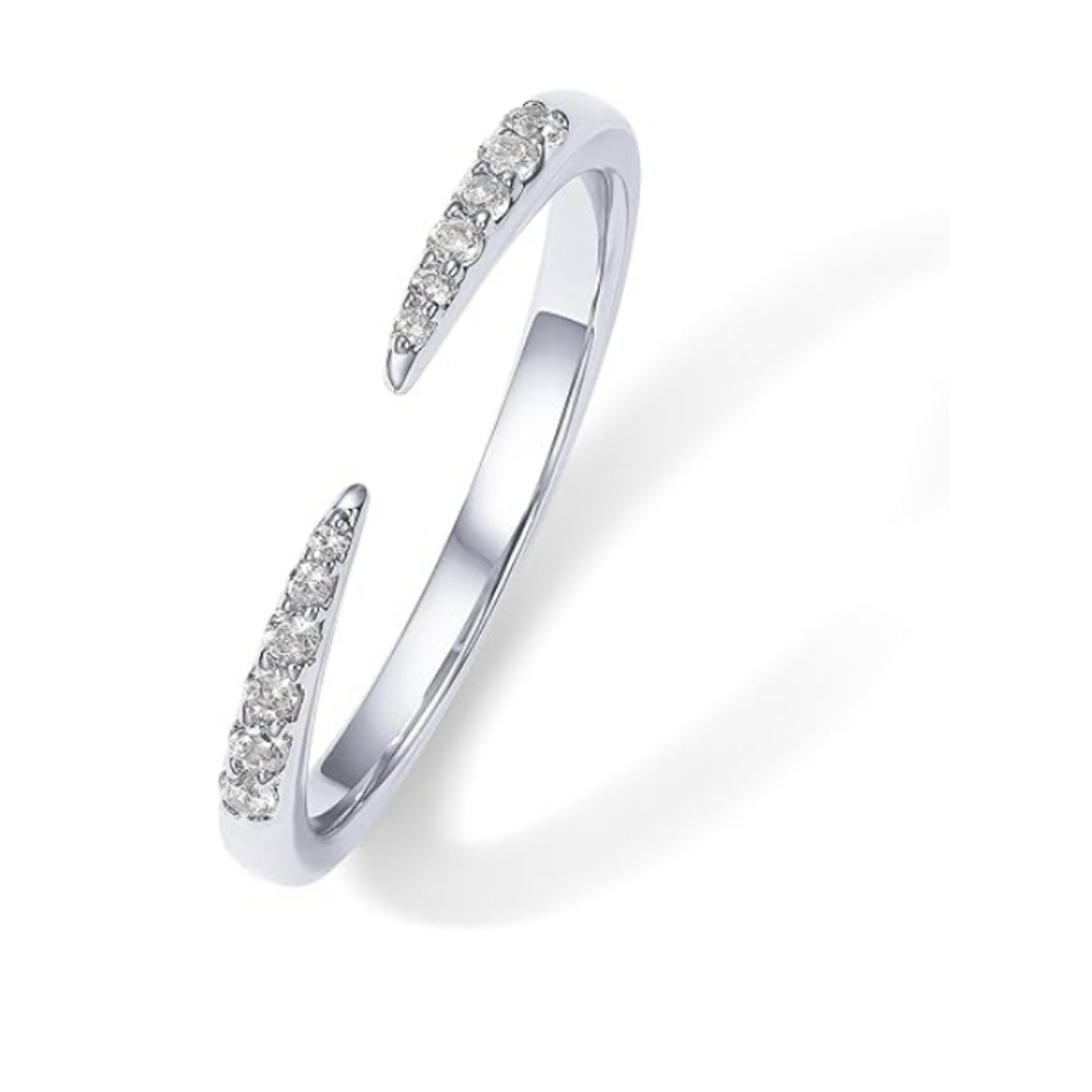 18K Gold Plated Open Eternity CZ Dainty Stackable Ring In White Gold